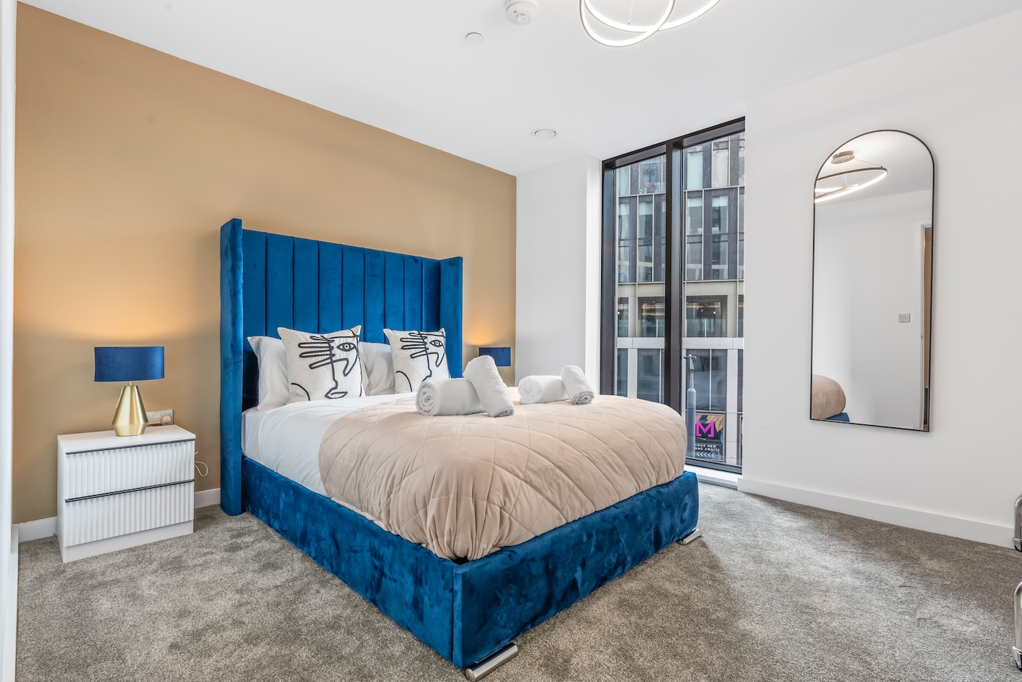 Furnished short-let apartment living area